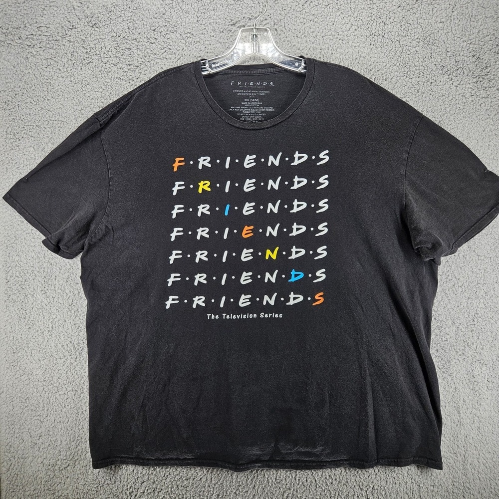 Friends The Television Series Mens 3XL Black Graphic T-Shirt Short Sleeve Cotton